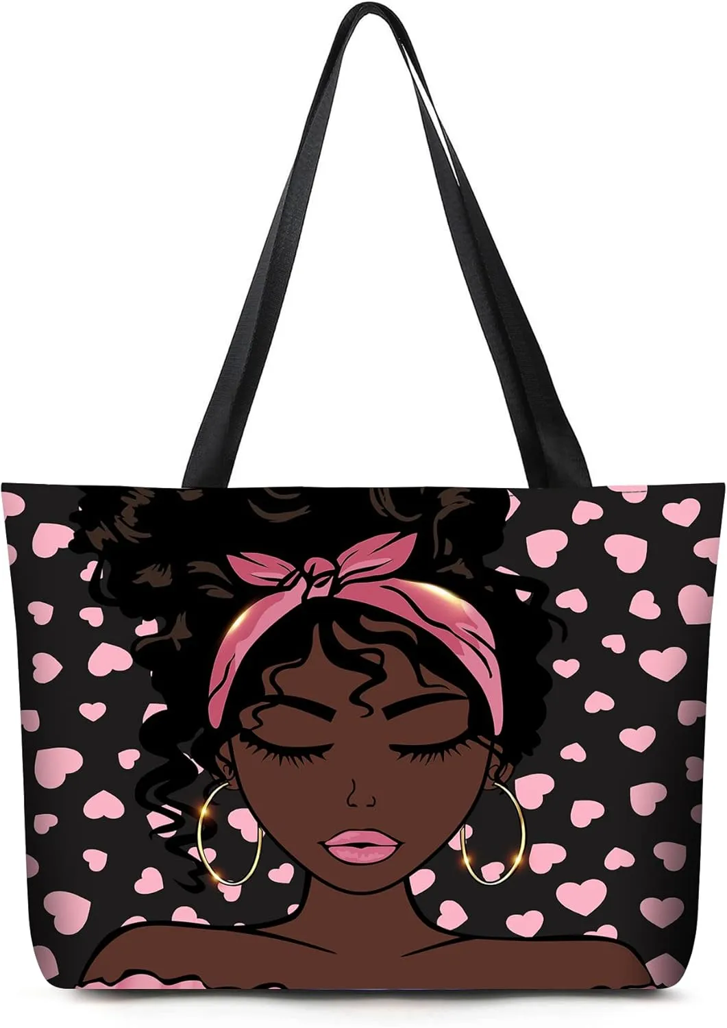 AZPSRT Tote Bag for Women African American Shoulder Handbag Large Capacity Work Fit 15.4 Inch/17.7inch