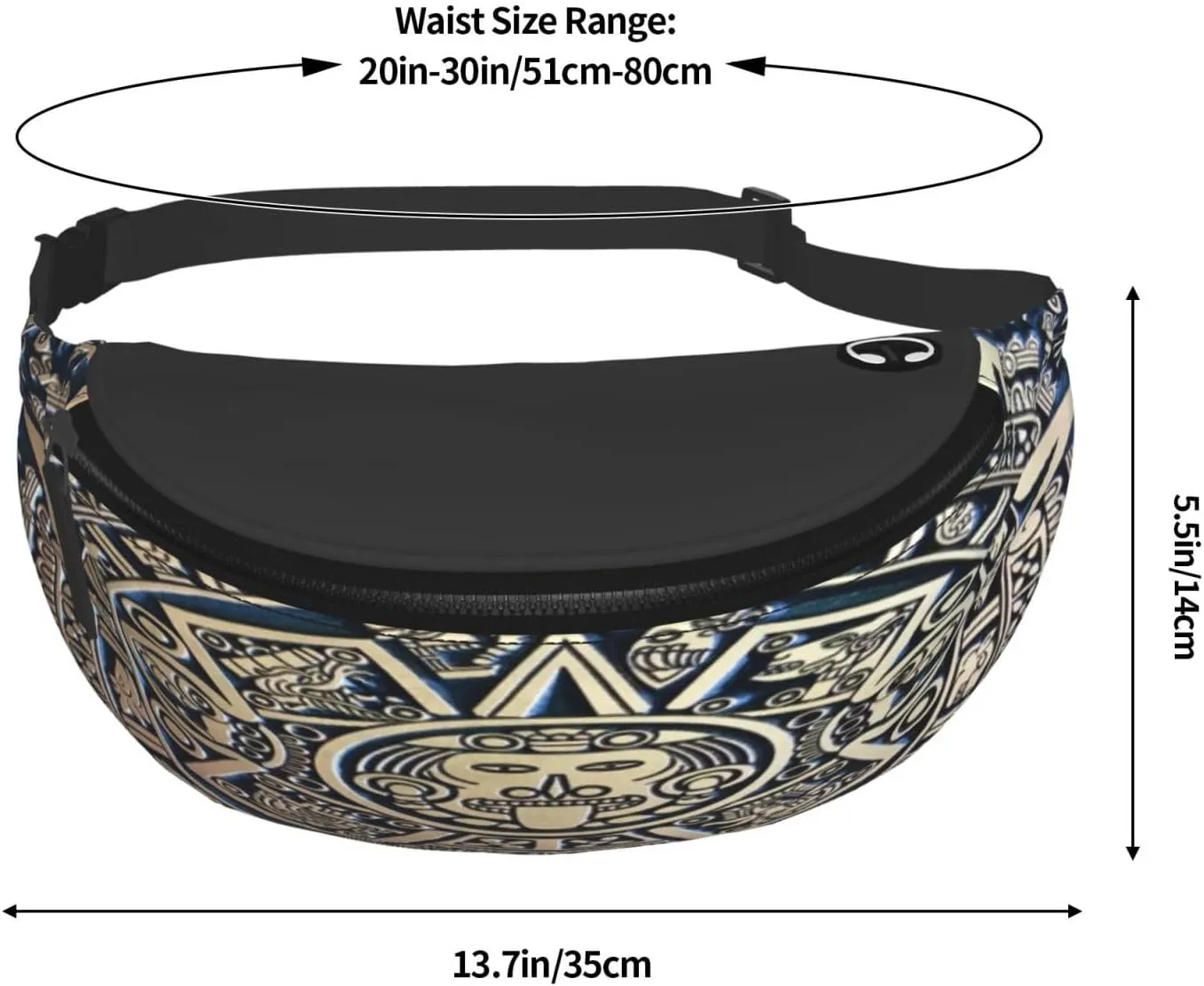 Aztec Calendar Mayan Waist Packs Unisex Adjustable Shoulder Strap Messenger Bag Sports Travel Running Leisure Waist Bag