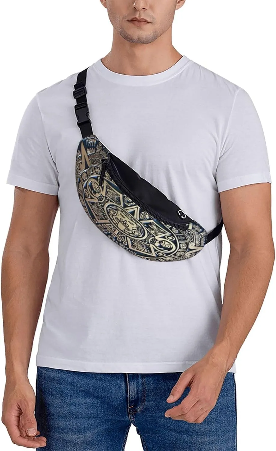 Aztec Calendar Mayan Waist Packs Unisex Adjustable Shoulder Strap Messenger Bag Sports Travel Running Leisure Waist Bag