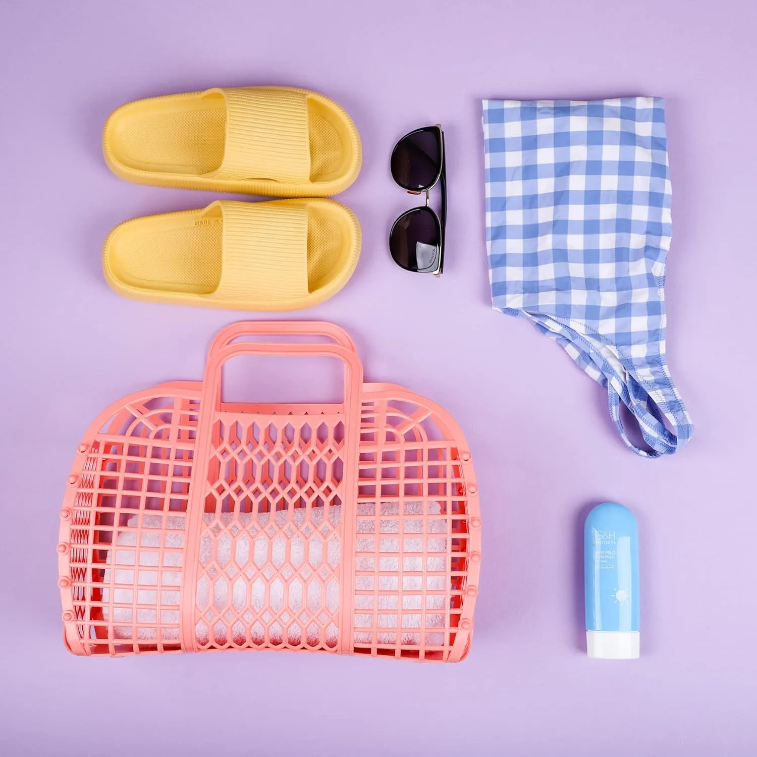 BABANA Jelly Bags for Women | Large Tote Bag, Purse, Market Basket | Unique Beach Essentials for Vacation - Peach