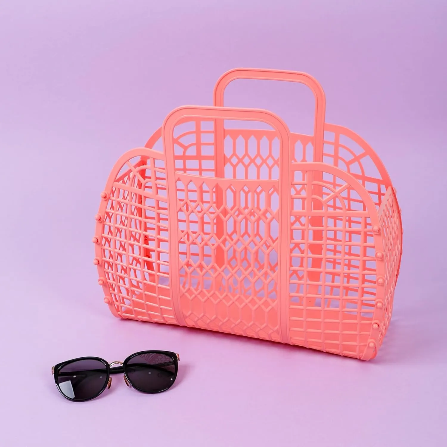 BABANA Jelly Bags for Women | Large Tote Bag, Purse, Market Basket | Unique Beach Essentials for Vacation - Peach