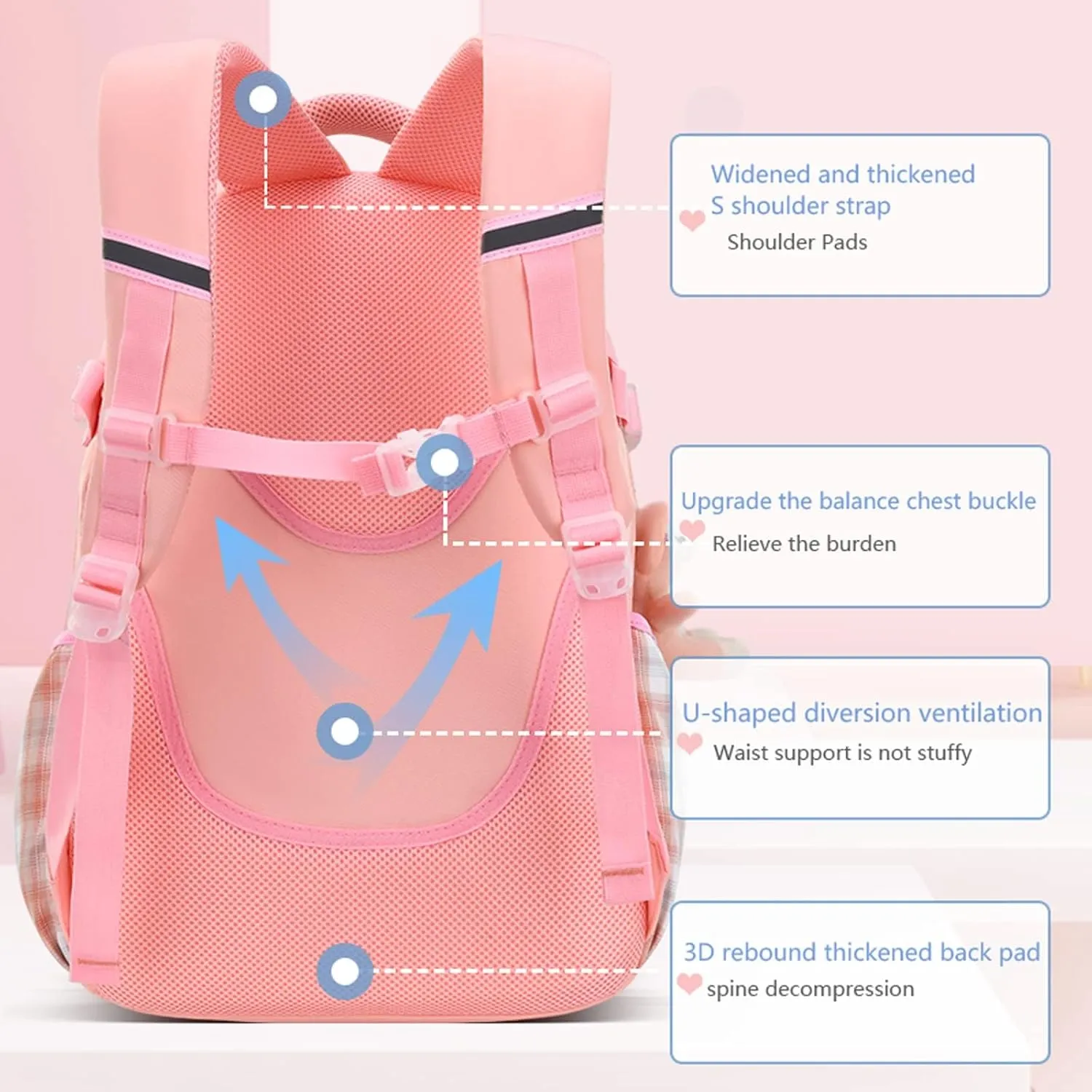 Backpacks for Girls Large Bookbags for Teens Girls Backpack for School Laptop Compartment Primary School (Blue)