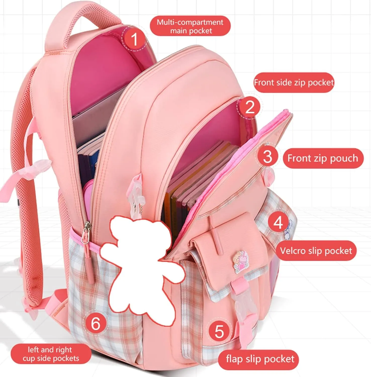Backpacks for Girls Large Bookbags for Teens Girls Backpack for School Laptop Compartment Primary School (Blue)