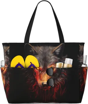 Bad Boy Red Wolf Spacious Large Capacity Beach Travel Bag - Foldable Beach Bag Tote Bag With Zipper