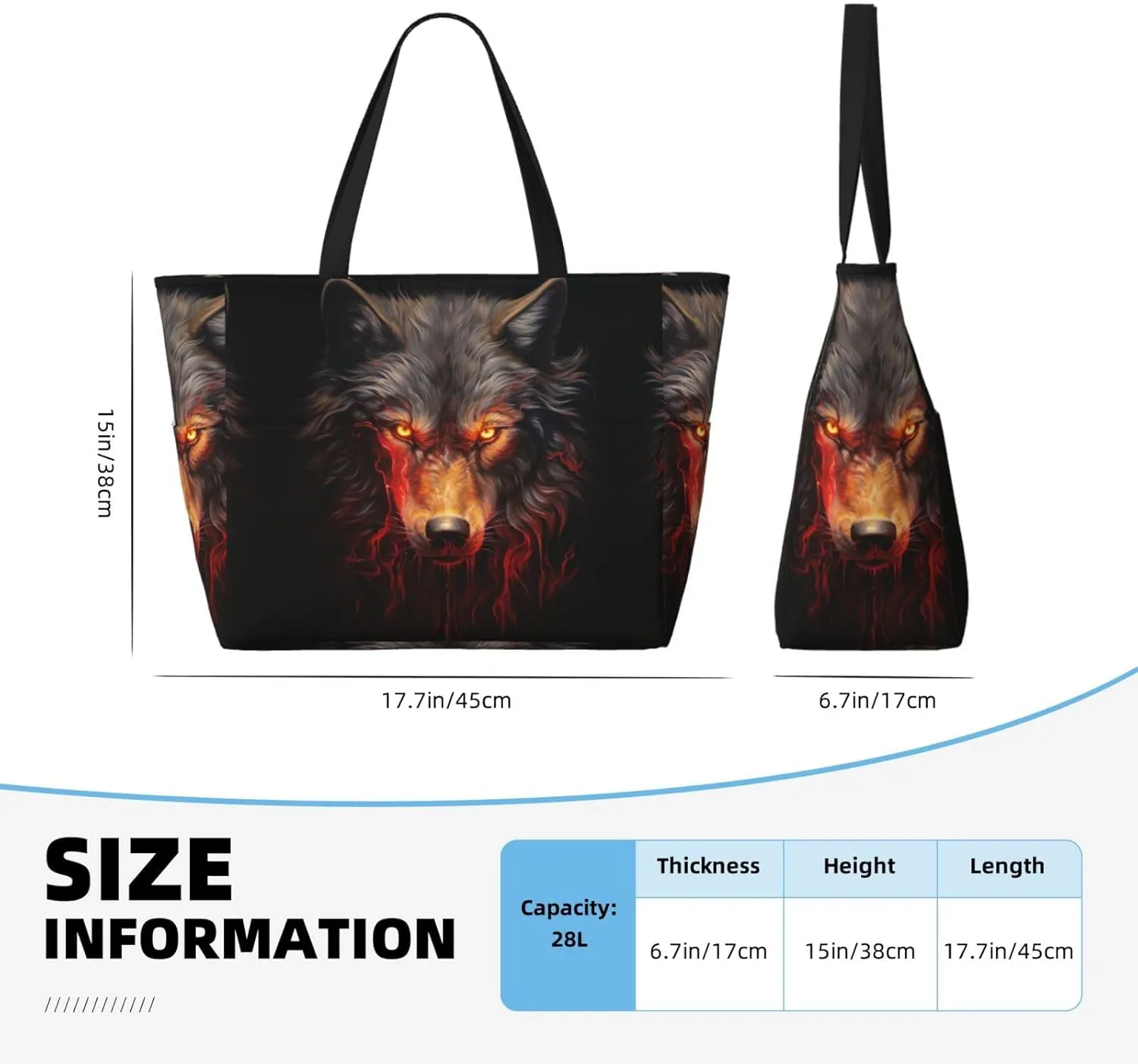 Bad Boy Red Wolf Spacious Large Capacity Beach Travel Bag - Foldable Beach Bag Tote Bag With Zipper