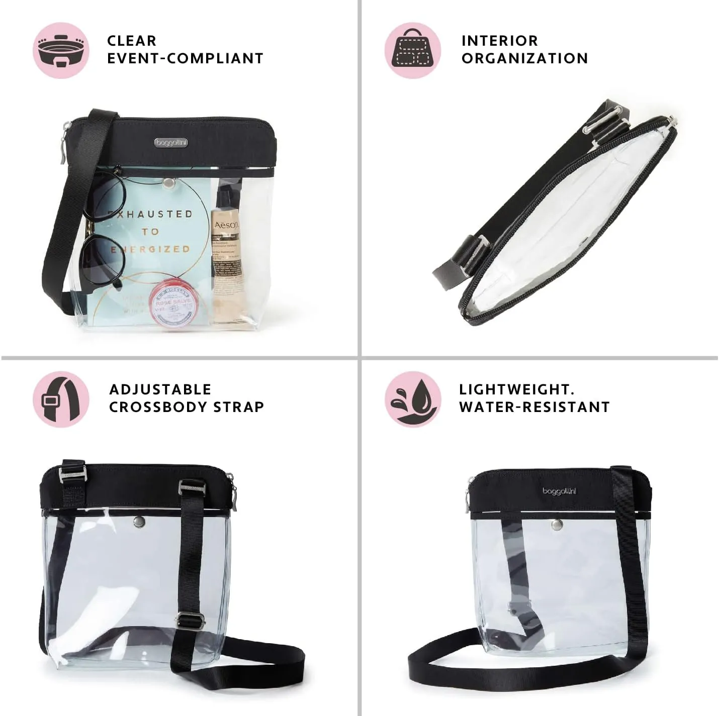 Baggallini Clear Stadium Crossbody