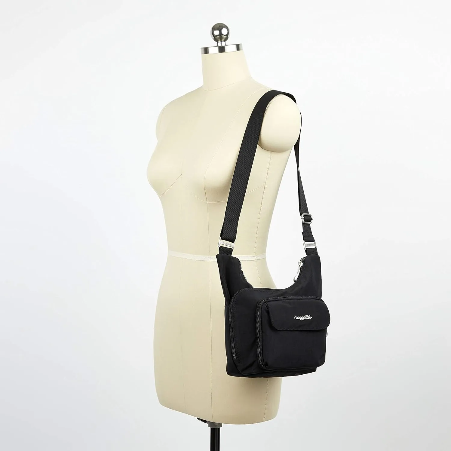 Baggallini Criss Cross 10x11 Crossbody Women Lightweight Water-Resistant Nylon Travel Bag W/RFID & Quick Access Pockets