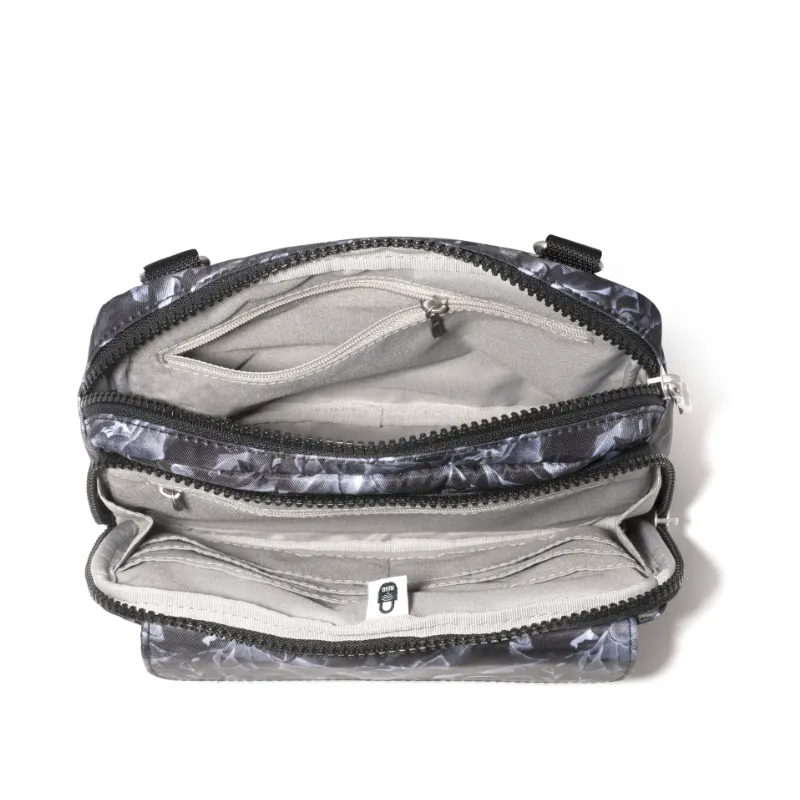 Baggallini Modern Double Zip Crossbody – Black Divine Rose
