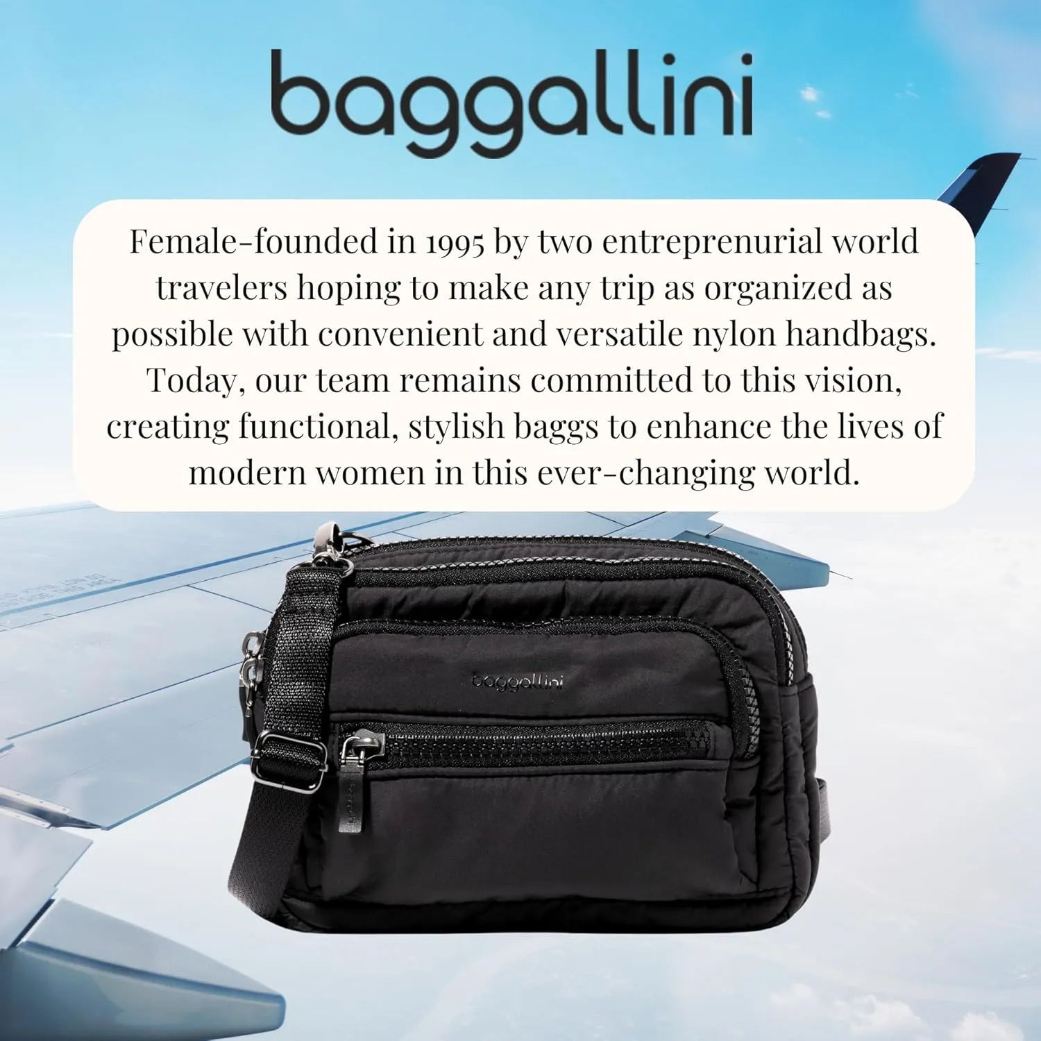 Baggallini Triple Zip Small Crossbody Bag