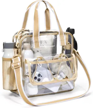 BAGSMART Clear Bag for Stadium Events, 12x6x12 Small Tote Bag with Zipper, Clear Crossbody bag for Festival Essentials