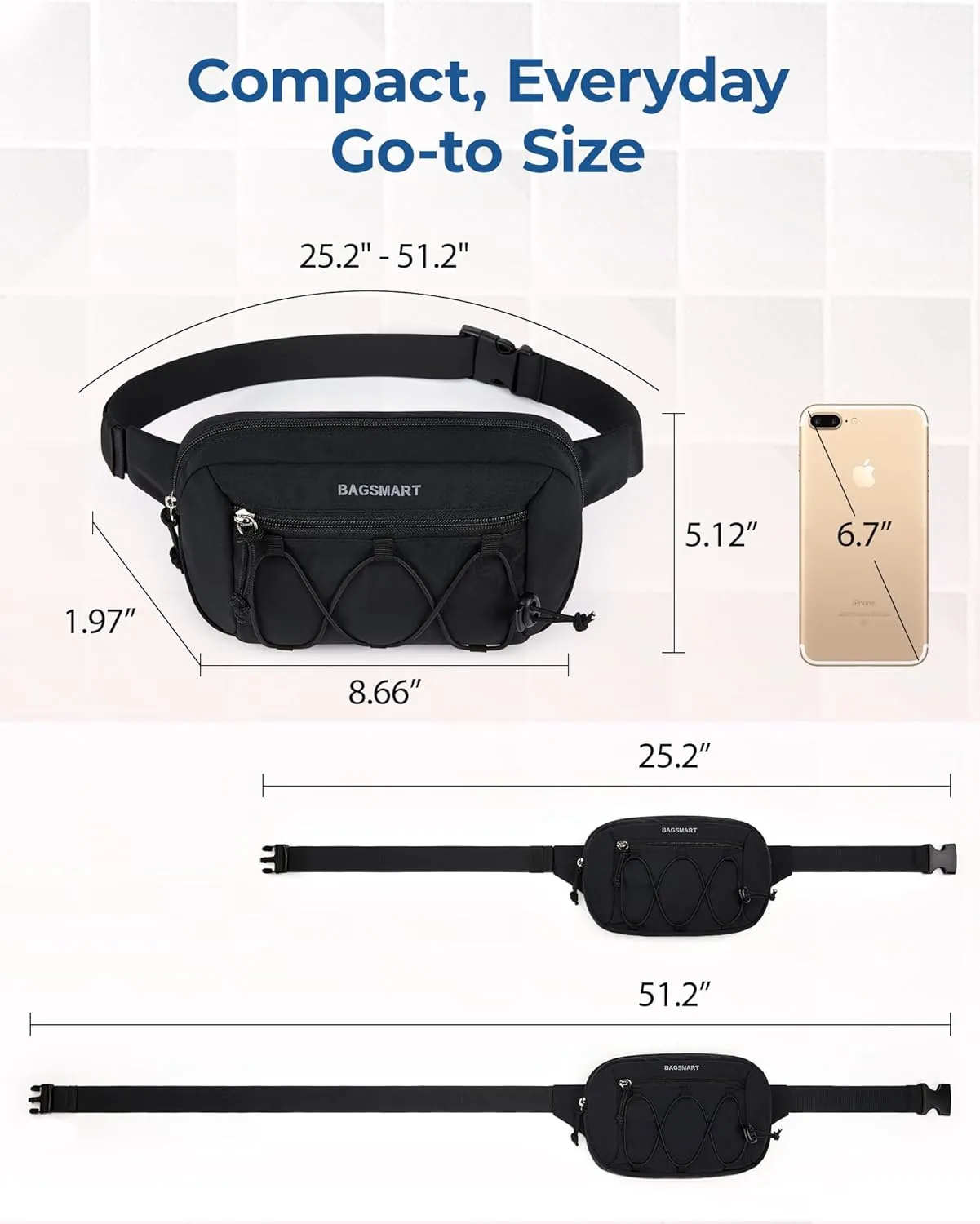 BAGSMART Fanny Packs for Women Small Belt Bag with Adjustable Strap Waist Pack for Running Workout Traveling Hiking, Camel
