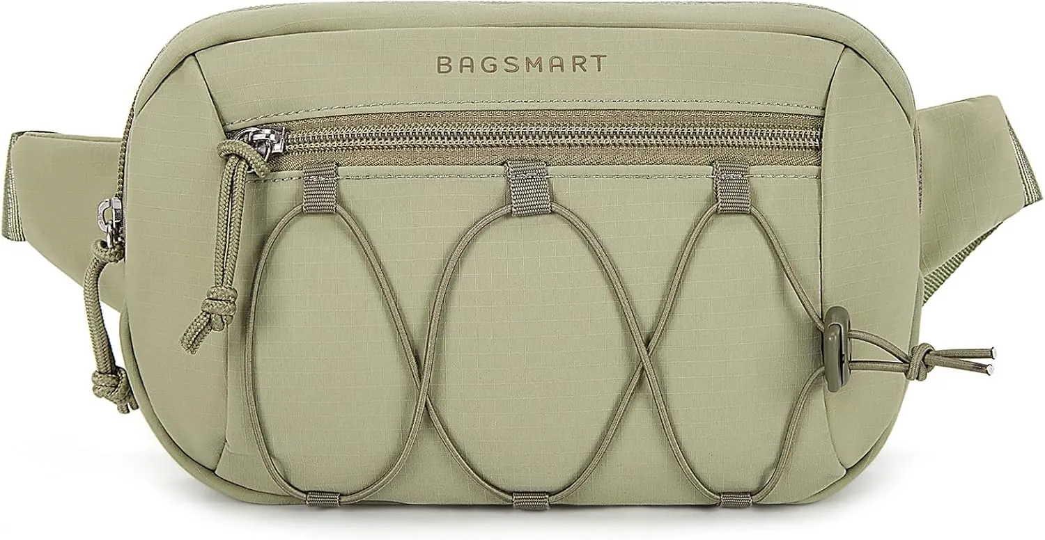 BAGSMART Fanny Packs for Women Small Belt Bag with Adjustable Strap Waist Pack for Running Workout Traveling Hiking, Grayish green