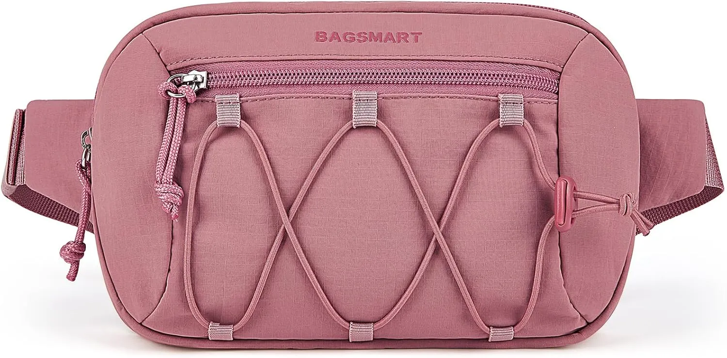 BAGSMART Fanny Packs for Women Small Belt Bag with Adjustable Strap Waist Pack for Running Workout Traveling Hiking, Pink