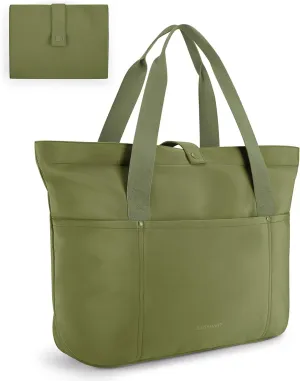 BAGSMART Tote Bag for Women, Foldable Tote Bag With Zipper Travel Large Shoulder Bag Handbag for Work-16.5''l X 6''wx 14''h