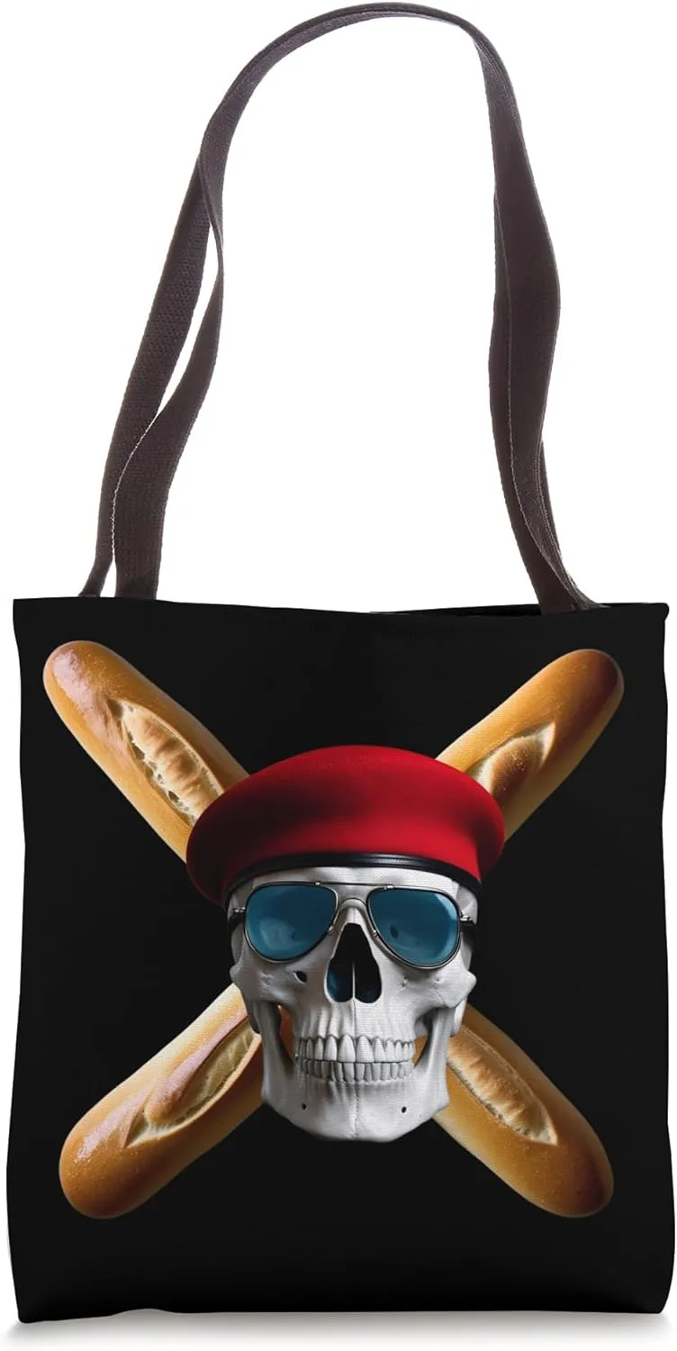 Baguette Rebel Skull Tote Bag