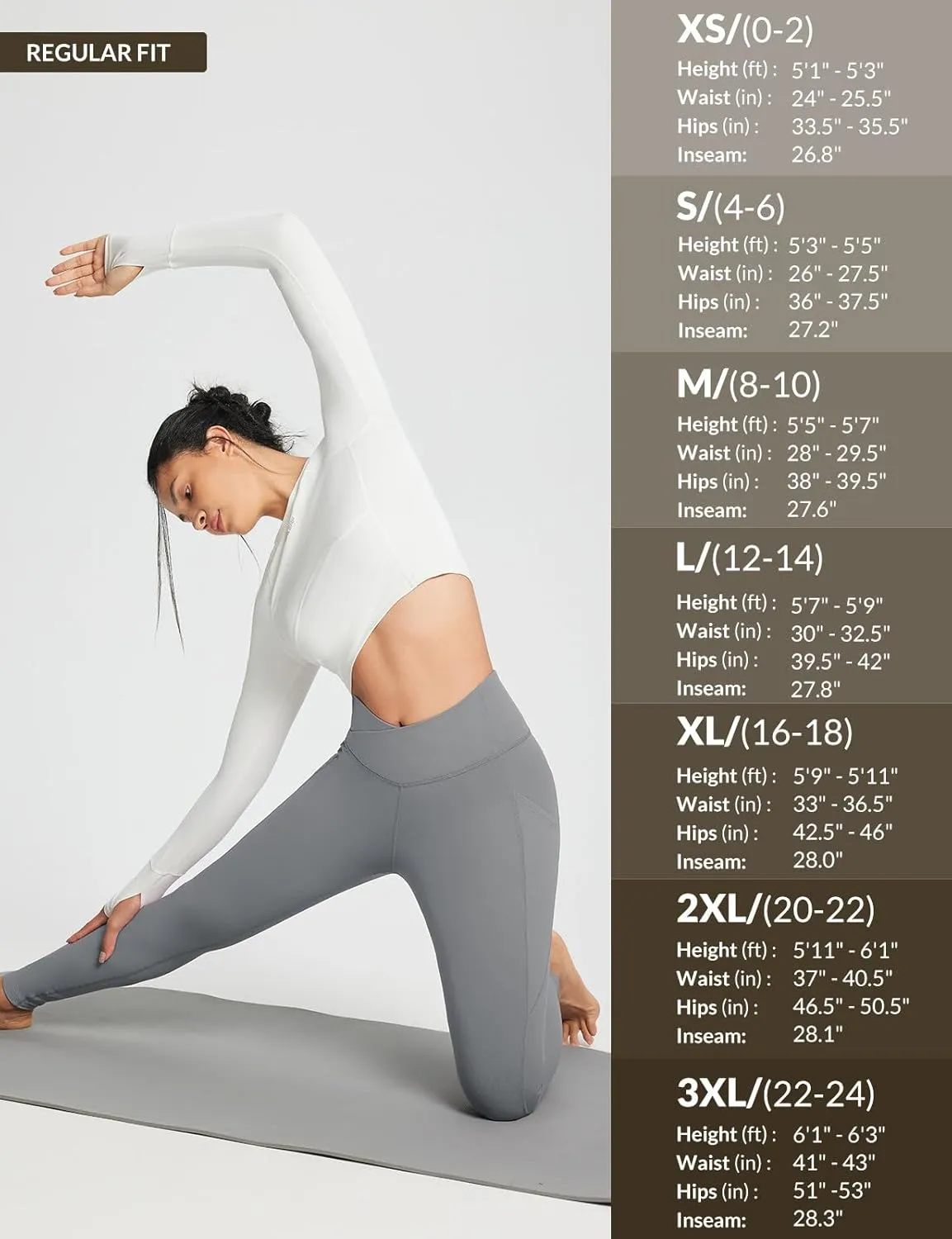 baleaf Women's Crossover Fleece Lined Leggings with Pockets Thermal Warm Winter Tights Crossover High Waisted Yoga Pants
