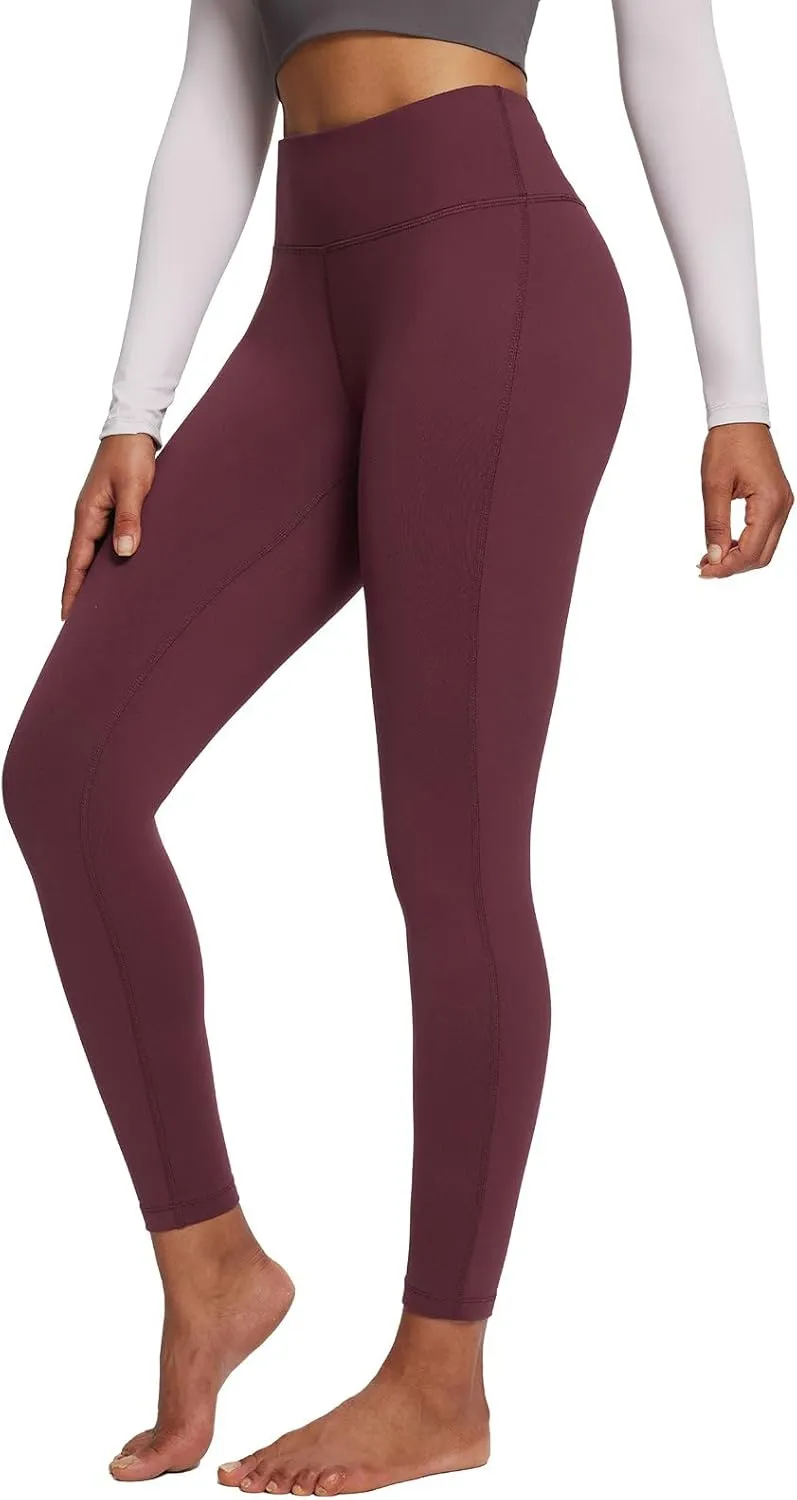 baleaf Women's Petite Fleece Lined Leggings with Pockets, 25" Thermal Winter Warm High Waisted Thick 7/8 Yoga Pants