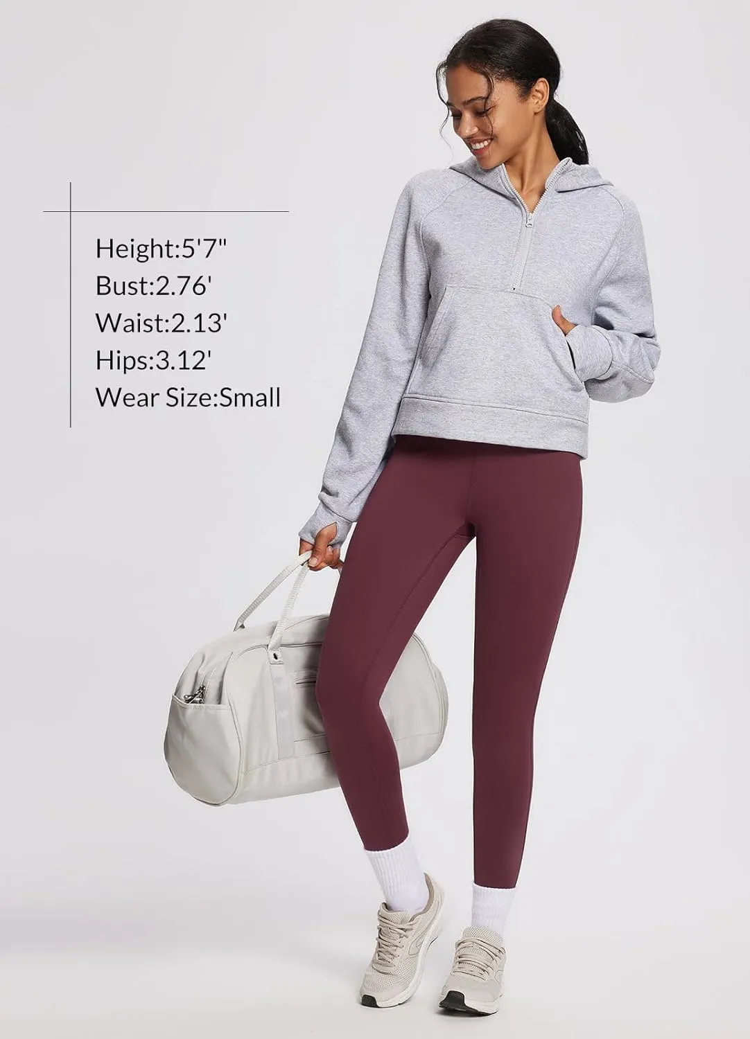 baleaf Women's Petite Fleece Lined Leggings with Pockets, 25" Thermal Winter Warm High Waisted Thick 7/8 Yoga Pants