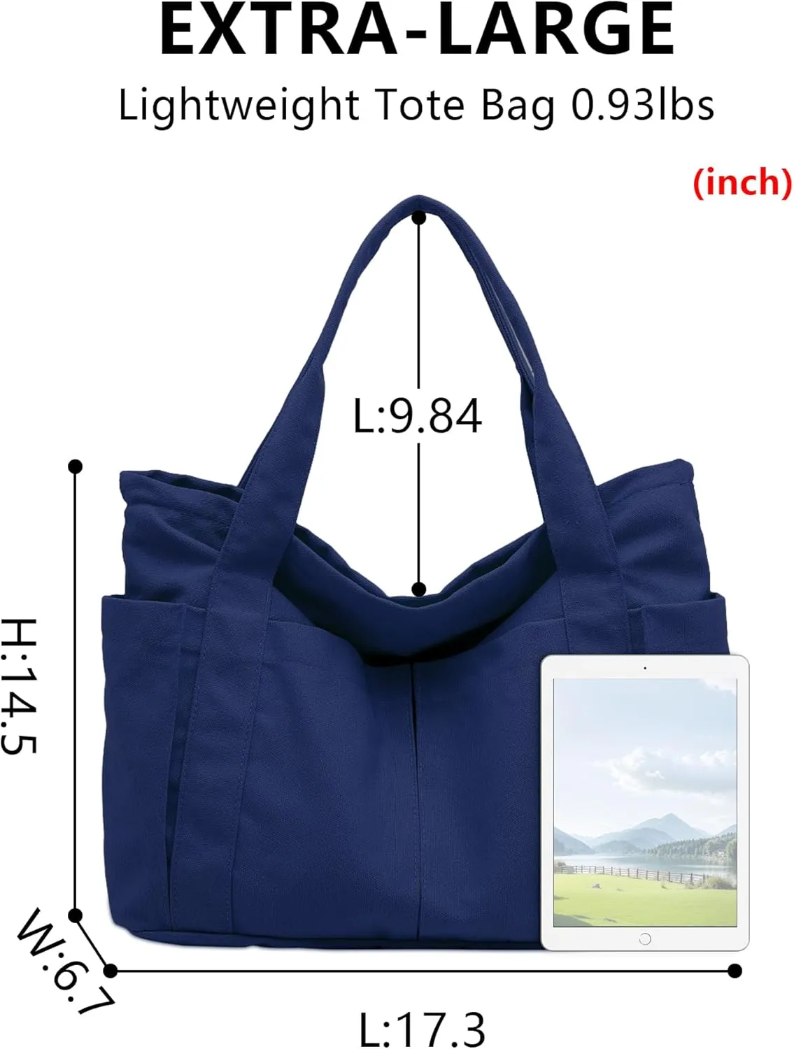 BAPHITY Large Canvas Tote Bag for Women With Pockets,Shoulder Bag Everyday Handbags for Work, Travel Essentials Carry On Bag
