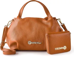 Baroncelli Italian Leather Purse for Women Genuine Soft Leather Medium Size Shoulder Crossbody Bag Made in Italy