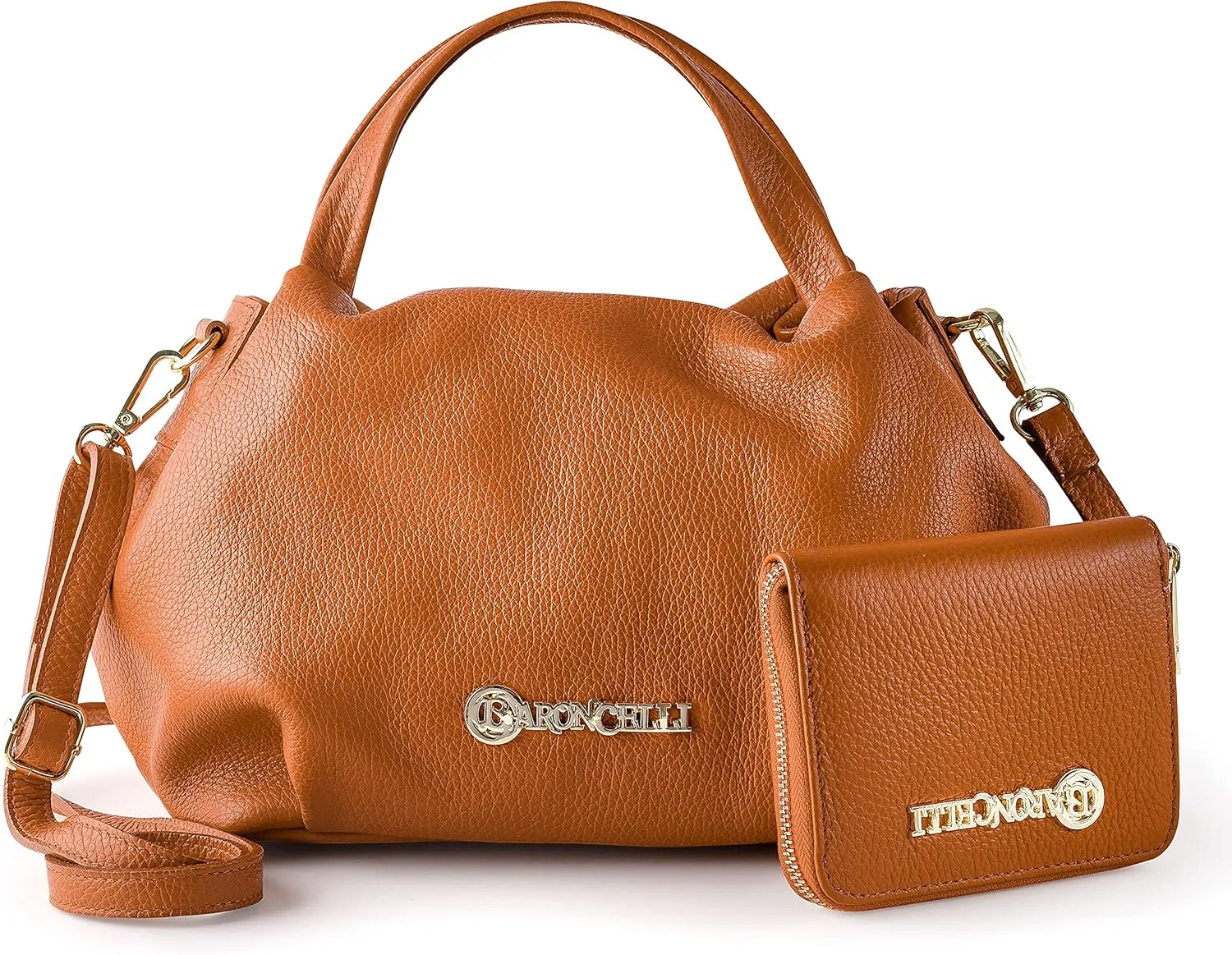 Baroncelli Italian Leather Purse for Women Genuine Soft Leather Medium Size Shoulder Crossbody Bag Made in Italy