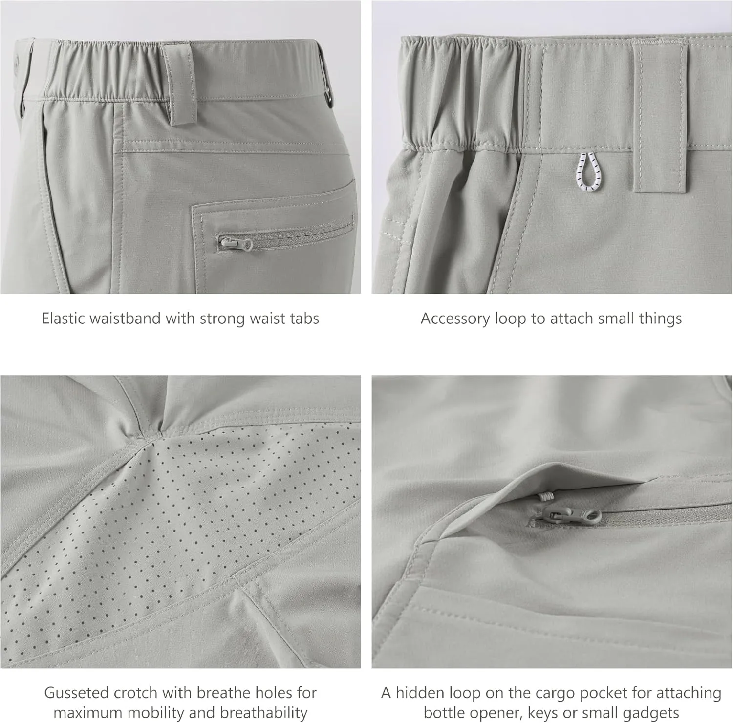 BASSDASH 10.5” Mens Fishing Cargo Shorts Quick Dry UPF 50  Water Resistant FP01M