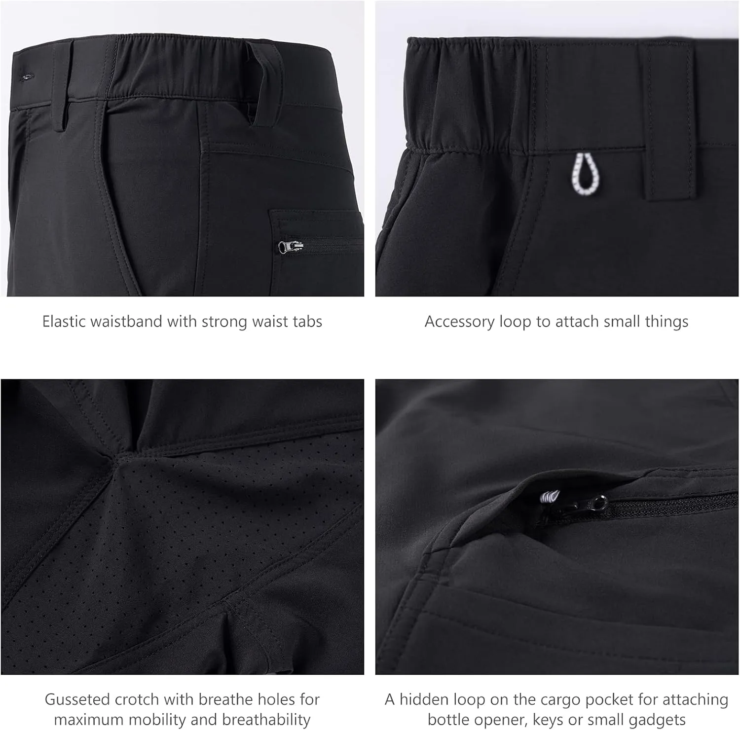 BASSDASH 10.5” Mens Fishing Cargo Shorts Quick Dry UPF 50  Water Resistant FP01M