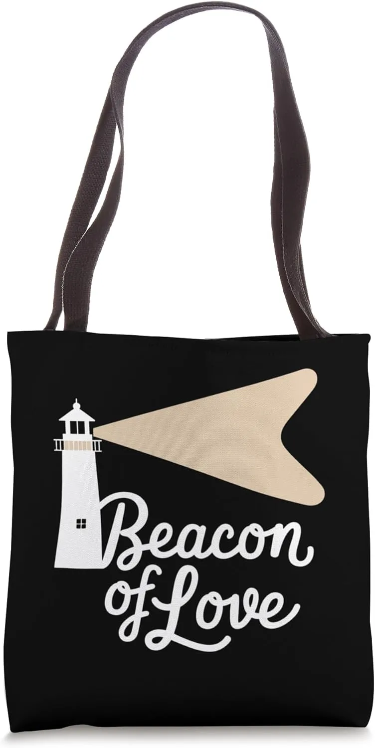 Beacon of Love Lighthouse Design Tote Bag