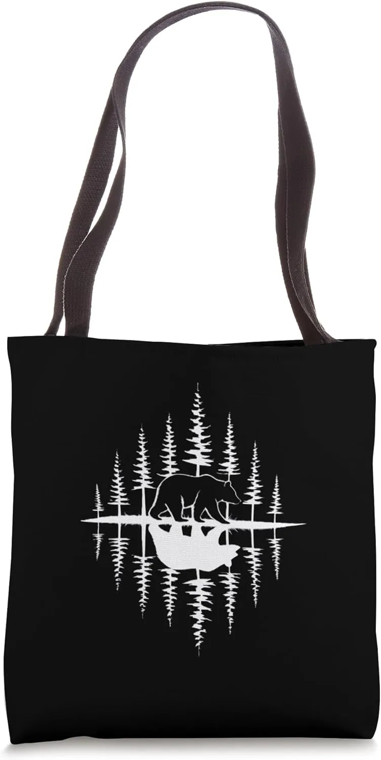 Bear Forest Reflection Nature Design Tote Bag