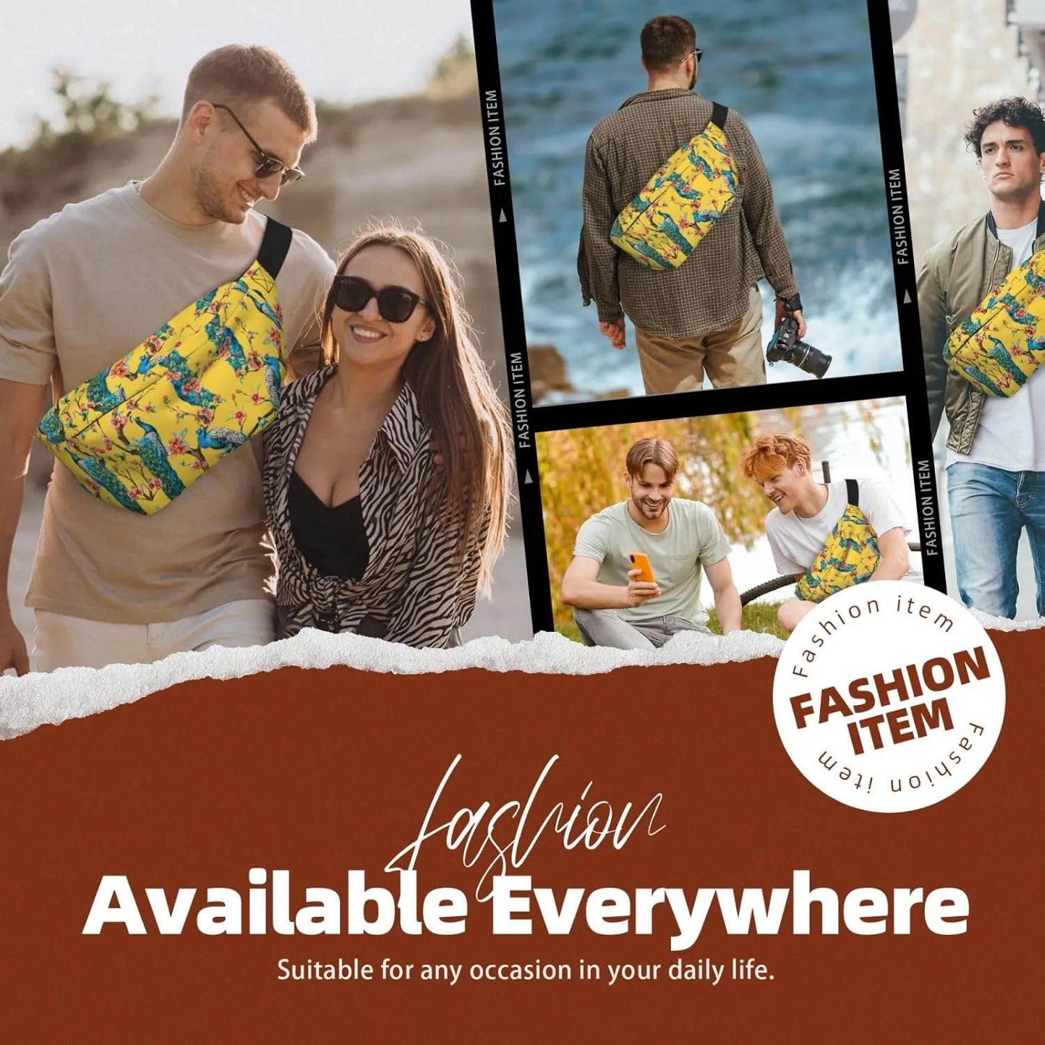 Beautiful Peacock Multi-Purpose Fanny Pack and Crossbody Bag - High Capacity with Zipper Pockets, Ideal for Men and Women