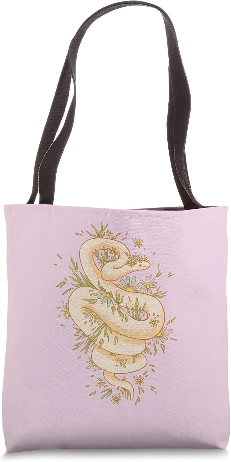 Beautiful snake with flowers Tote Bag