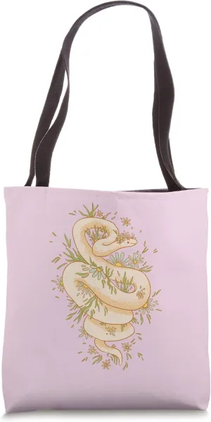 Beautiful snake with flowers Tote Bag