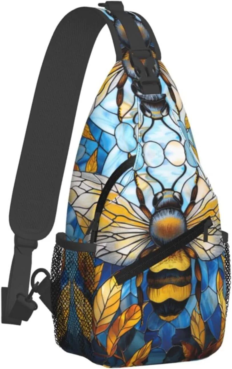Bee With Wing Outdoor Crossbody Shoulder Bag For Unisex Young Adult Hiking Bicycling