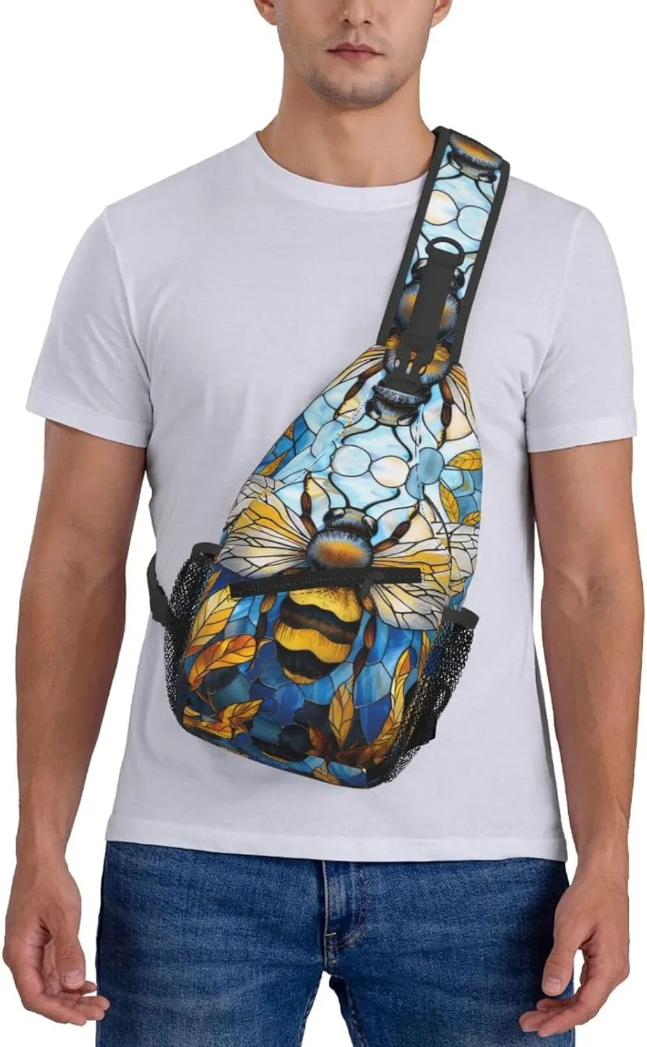Bee With Wing Outdoor Crossbody Shoulder Bag For Unisex Young Adult Hiking Bicycling