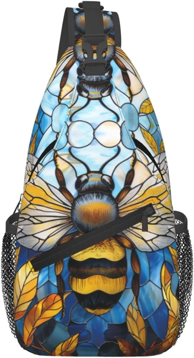Bee With Wing Outdoor Crossbody Shoulder Bag For Unisex Young Adult Hiking Bicycling