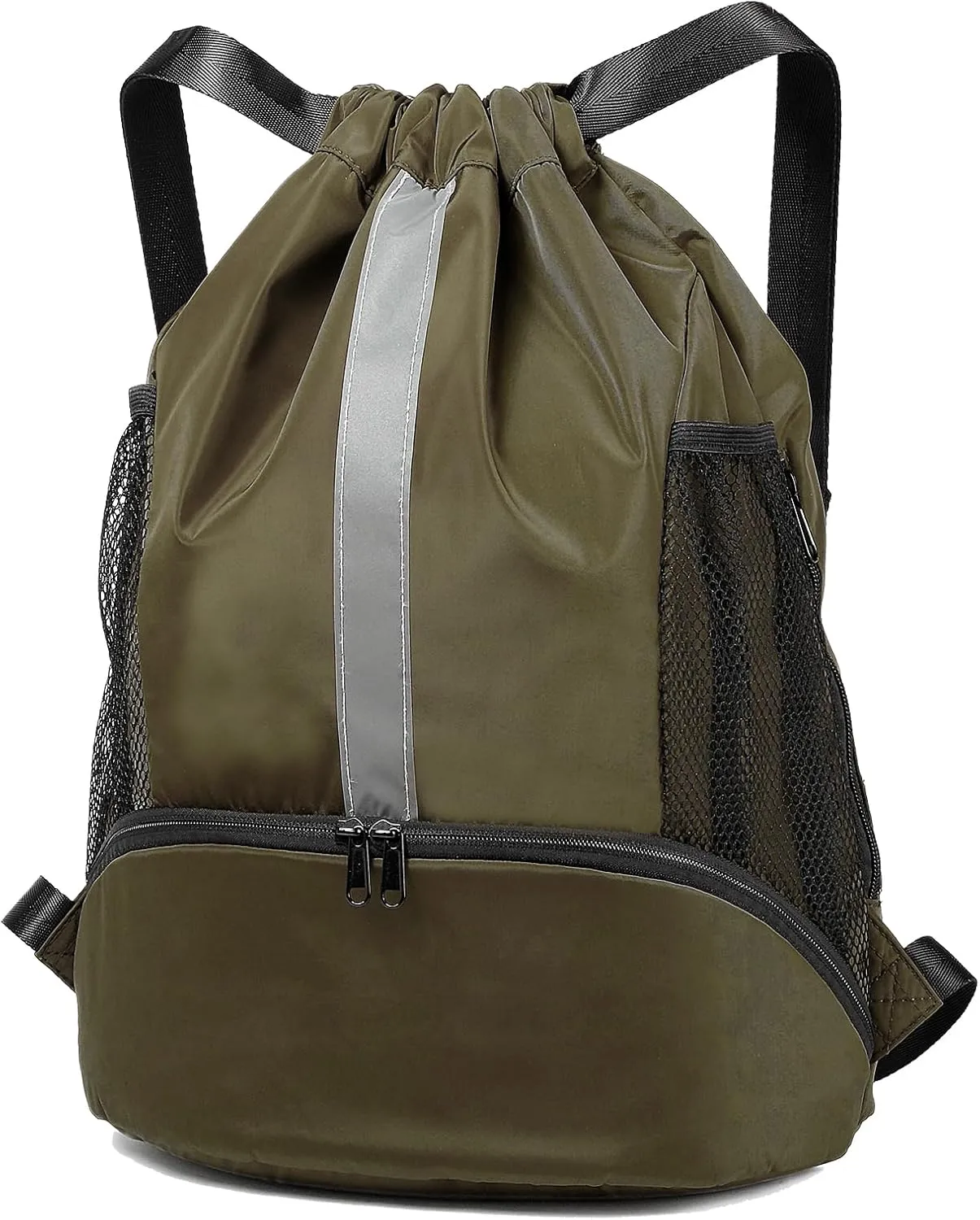 BeeGreen Drawstring Backpack Sports Gym Bag With Shoe Compartment and Two Water Bottle Holder …