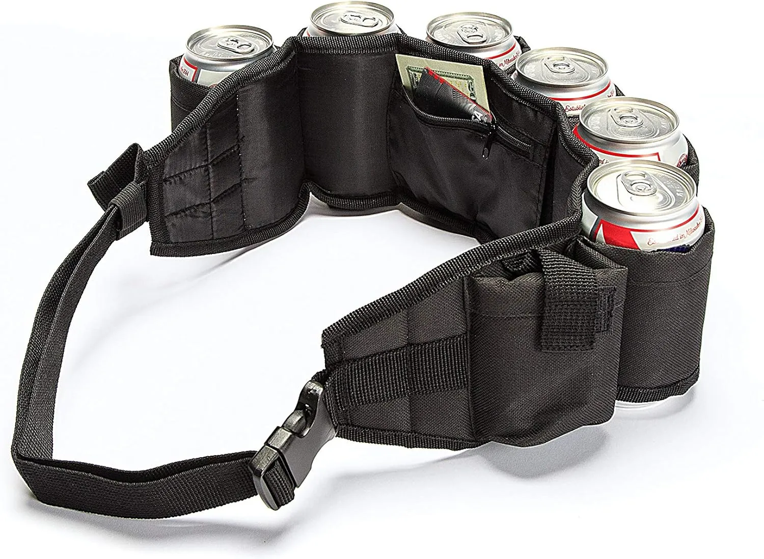 Beer Belt – Insulated 6-Pack Drink Holster with Adjustable Waist Strap, Buckle & Hidden Pocket – Holds 6 Cans or Bottles – Great for Parties, Tailgates, Game Nights & Outdoor Fun – Multiple Colors
