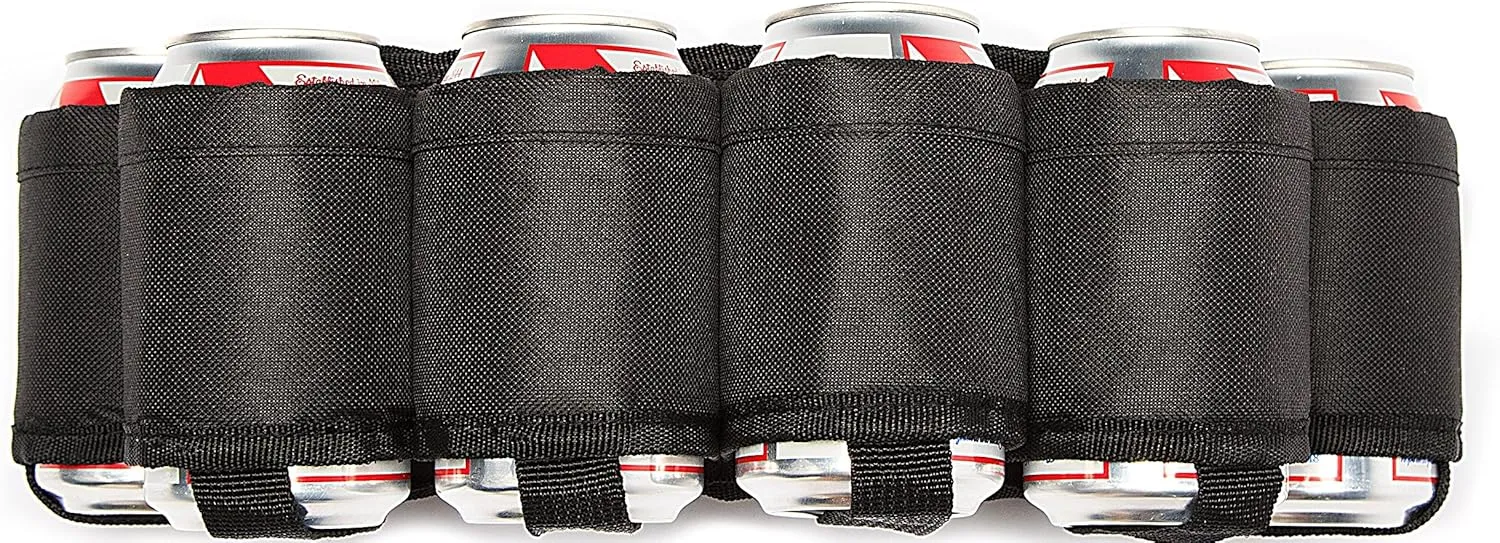 Beer Belt – Insulated 6-Pack Drink Holster with Adjustable Waist Strap, Buckle & Hidden Pocket – Holds 6 Cans or Bottles – Great for Parties, Tailgates, Game Nights & Outdoor Fun – Multiple Colors