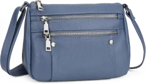 befen Genuine Leather Small Crossbody Bags Purses for Women Pocketbooks Shoulder Bag Satchel Purse with Multi Zipper Pockets