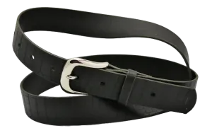 Belt | unstitched black narrow | croc print
