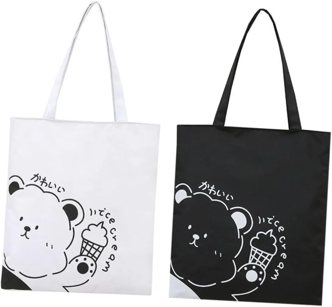 BESPORTBLE Sling Bag Canvas Tote Bag Simple Design Pcs Girls Handbag Bear Printed for Office and Travel