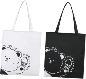 BESPORTBLE Sling Bag Canvas Tote Bag Simple Design Pcs Girls Handbag Bear Printed for Office and Travel