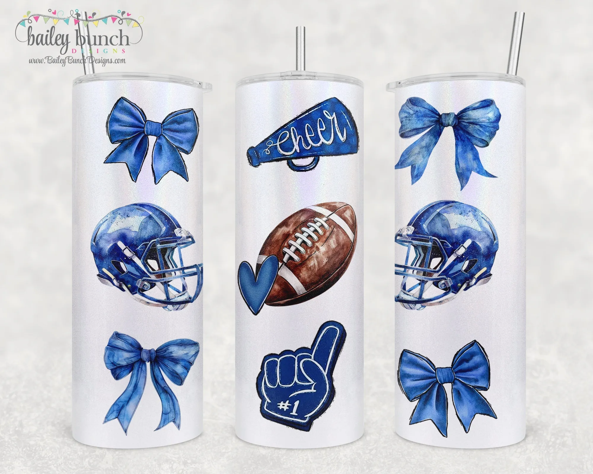 BH Eagles Bow Coquette Shimmer Glitter Tumbler TUMBBOW0520