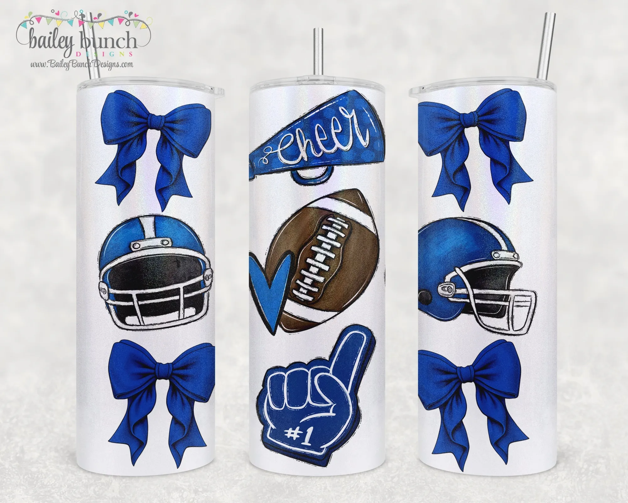 BH Eagles Bow Coquette Shimmer Glitter Tumbler TUMBBOWS0520