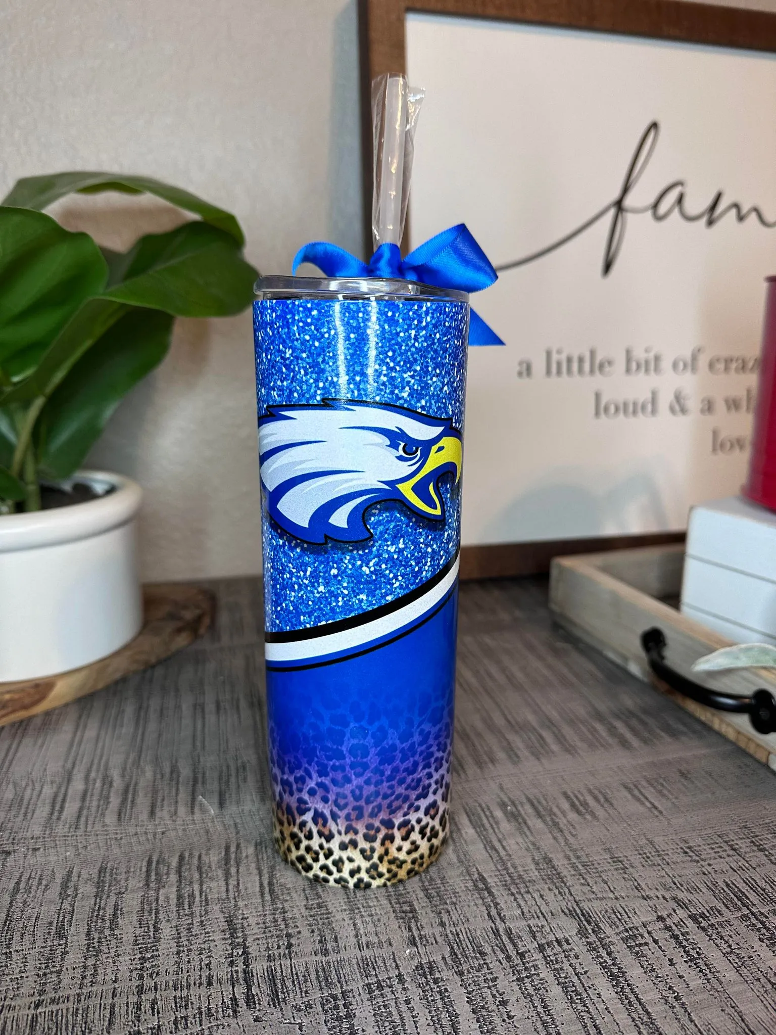 BH Eagles Shimmer Glitter Polka Dot Tumbler Personalized with Name TUMBEAG0520
