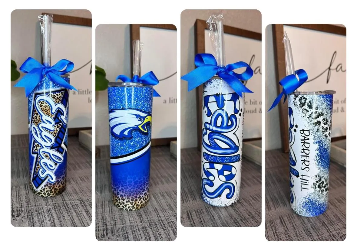 BH Eagles Shimmer Glitter Polka Dot Tumbler Personalized with Name TUMBEAG0520