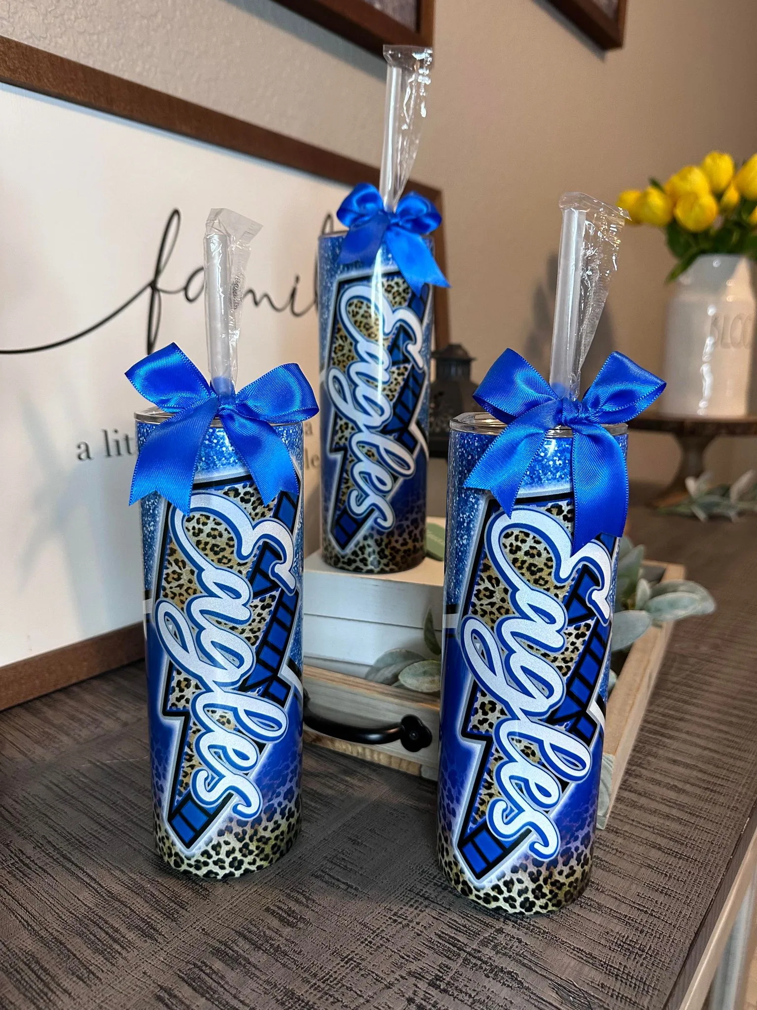 BH Eagles Shimmer Glitter Polka Dot Tumbler Personalized with Name TUMBEAG0520