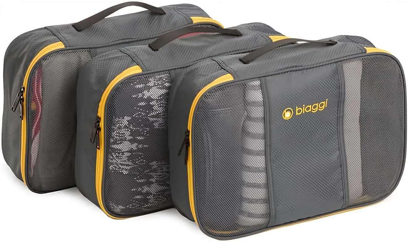 Biaggi ZIPCUBES 3 Pack - Packing Cubes for Travel Organization, Lightweight Packing Organizers for Woman & Mens Travel Essentials