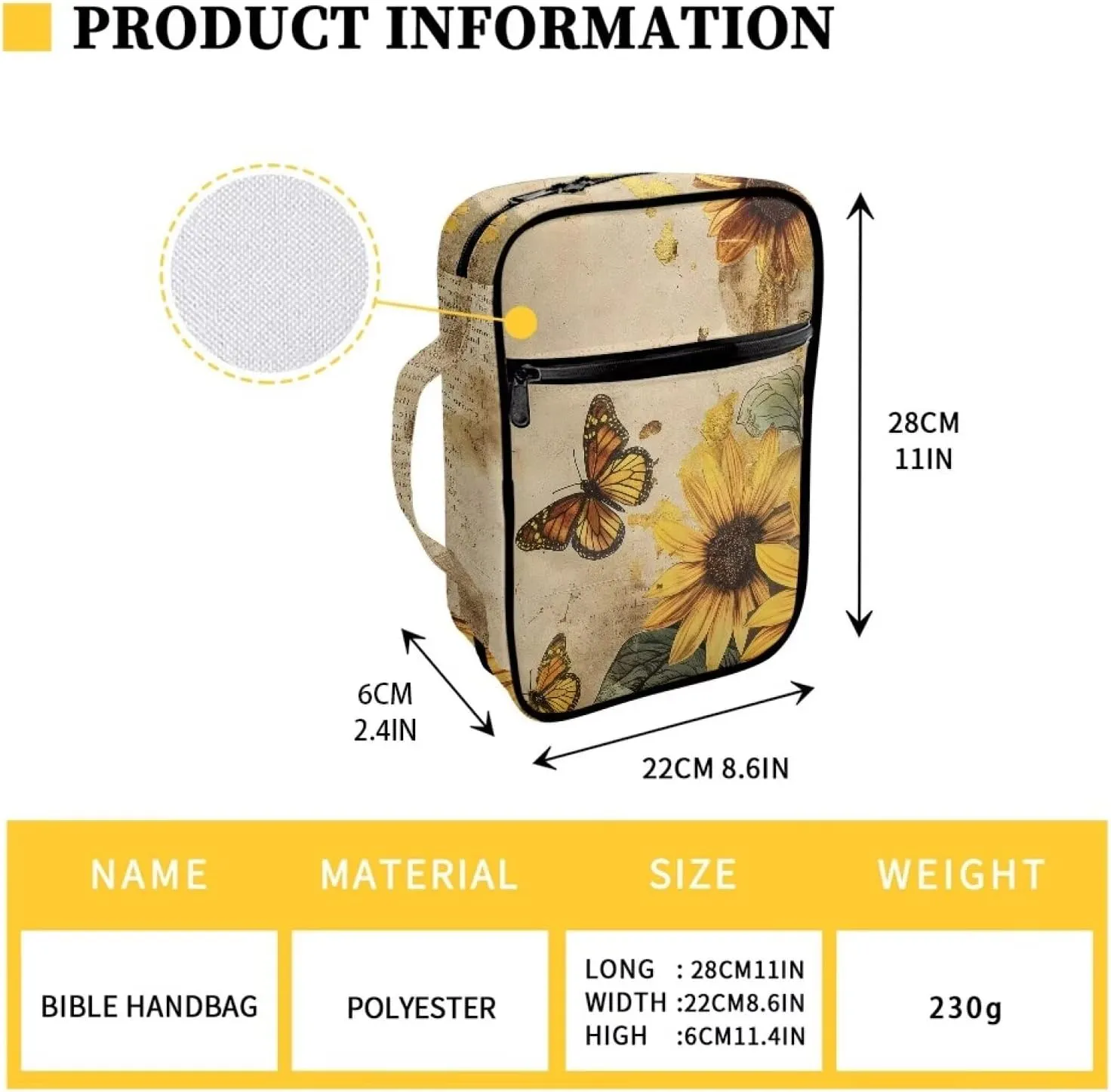 Bible Bag Tote Bible carrying case for Women Men Bible Covers for Women Men with Pockets Personalized
