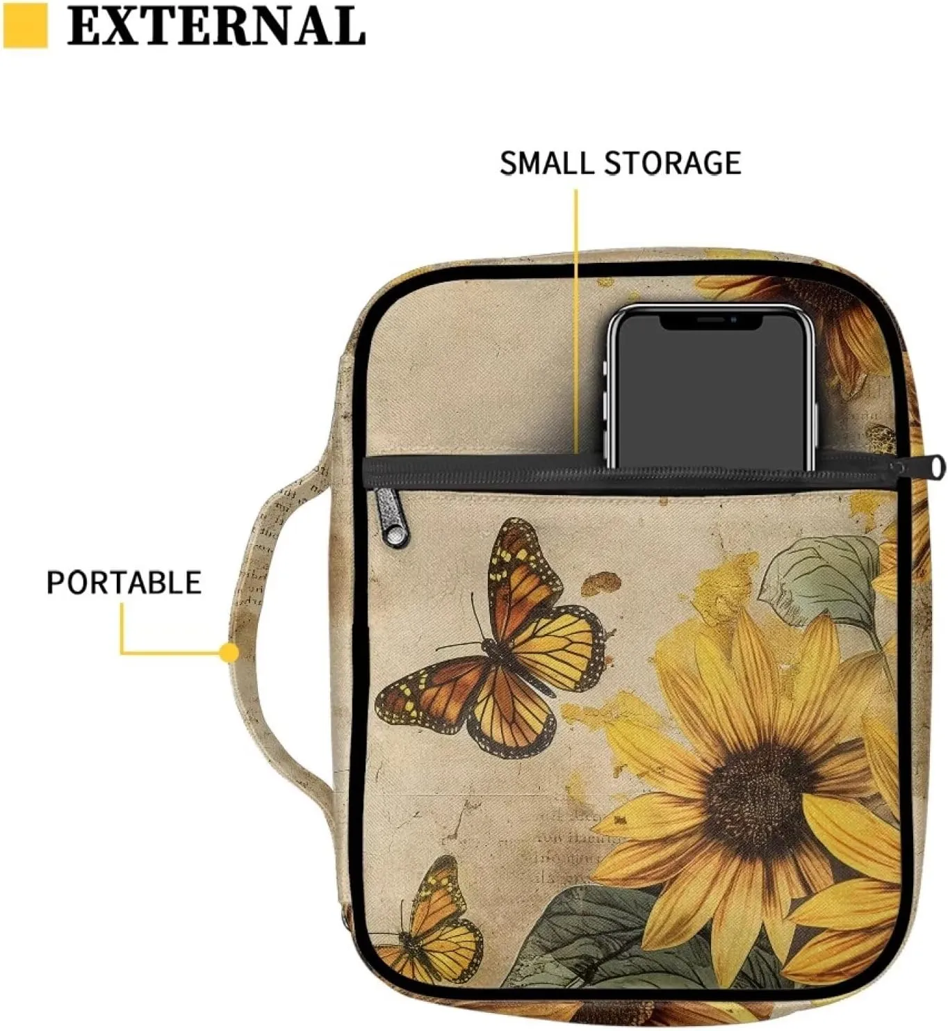 Bible Bag Tote Bible carrying case for Women Men Bible Covers for Women Men with Pockets Personalized